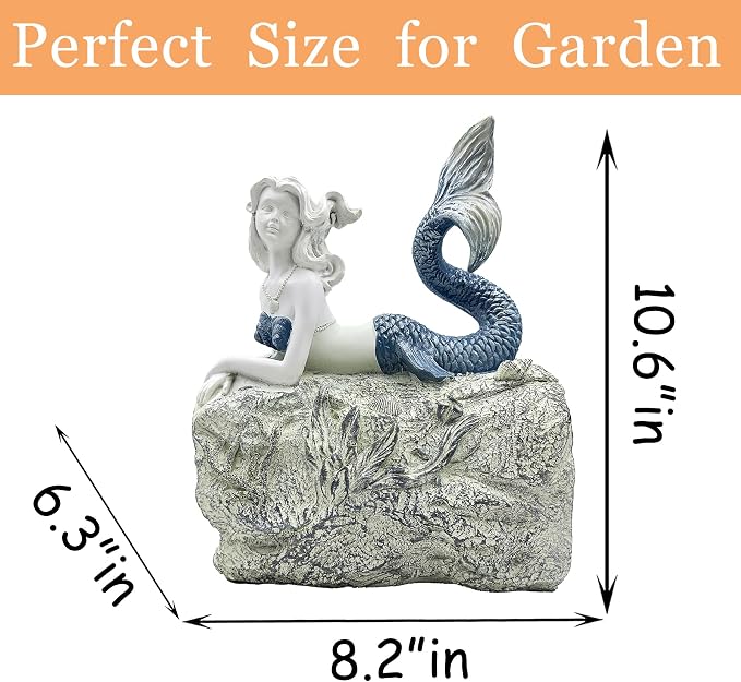 Teaeeno Mermaid Gutter Downspout Extension Decoration, 3''x4'' Downspout Extender Diverter Splash Block Sculpture Outdoor Decor, Animal Resin Statue