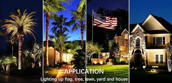 LED Outdoor Spotlight Flag Light 120V 10W Waterproof Spot Lights for Yard Flagpole House Tree Plug in Christmas Landscape Lighting (10W, Warmwhite)