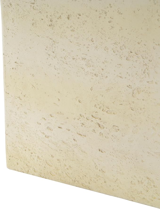 Square Outdoor Concrete Side Table,Patio End Table, Faux Travertine Stone Accent Table with for Indoor Outdoor, Garden Stool Coffee Table for Patio, Garden, Backyard - 16.34" Light Tan MgO