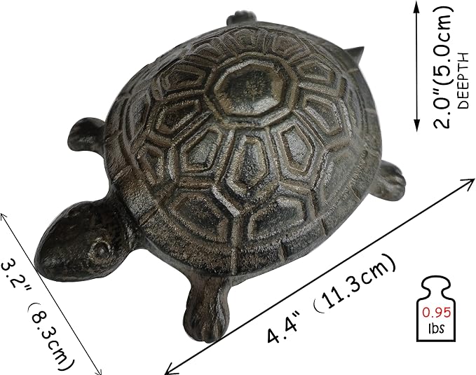 BSTGIFTS Cast Iron Turtle Key Hider - Spare Key Holder - Garden Decoration Turtle, Jewelry Trinkets Box for Key, Ear Studs, Ring, Paper Clip (Antique Brown)…