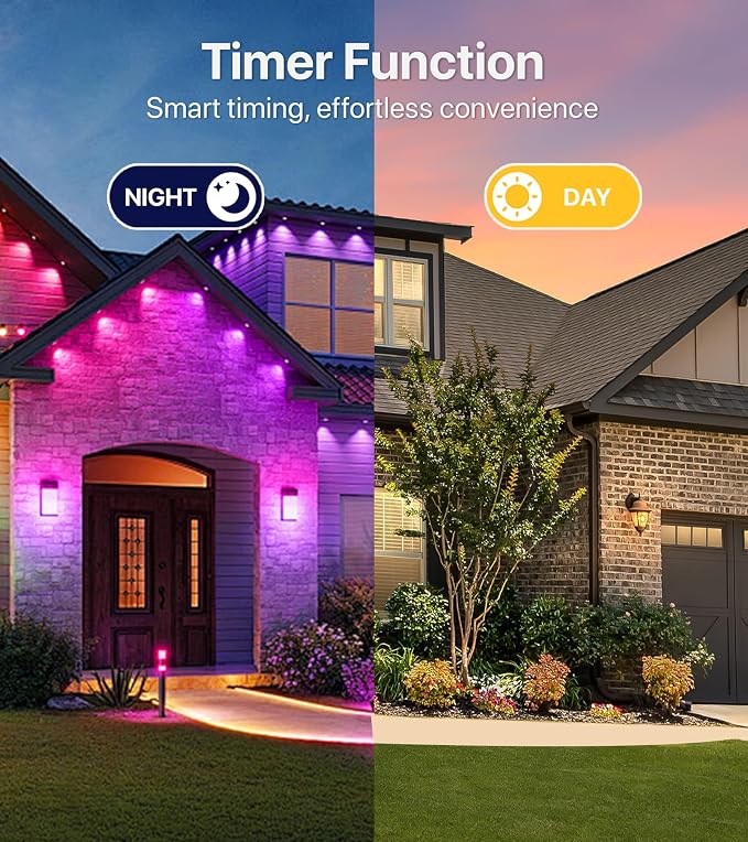 Permanent Outdoor Lights, 150FT RGB+IC Eave Lights with Music Mode | Permanent Outdoor Christmas Lights with RGB+IC Lighting, IP65, App & Remote Control for Eaves, Yard Parties, and Holidays