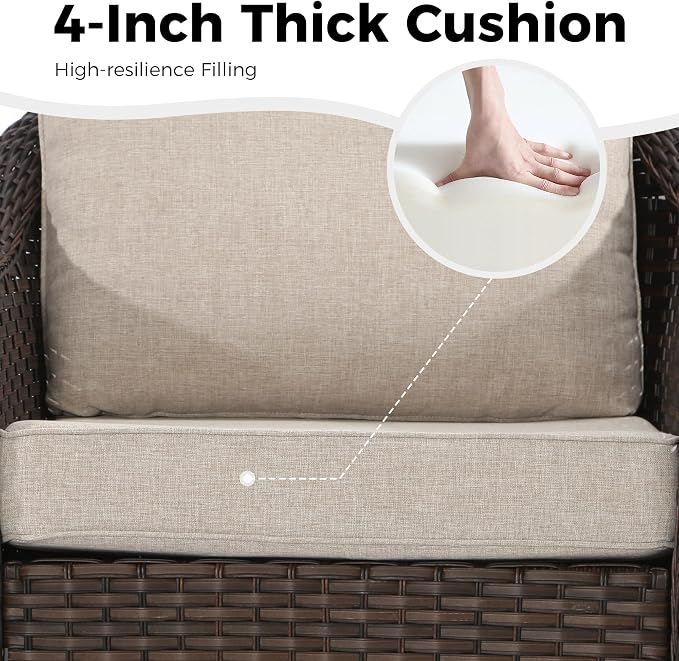 55 inch Outdoor Wicker 2 Seater Sofa, All-Weather Use Patio Rattan Loveseat with Seat and Back Cushion, Ideal for Porch, Backyard, Balcony, Poolside, Beige