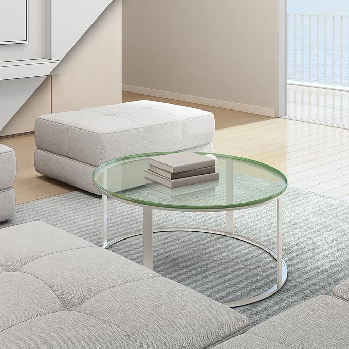 Dulles Glass 24 inch Round Glass Table Top - Tempered - 1/2" Thick Glass Surface, Safe Flat Polished, Multipurpose for Dining Table, Patio, Coffee and End Table