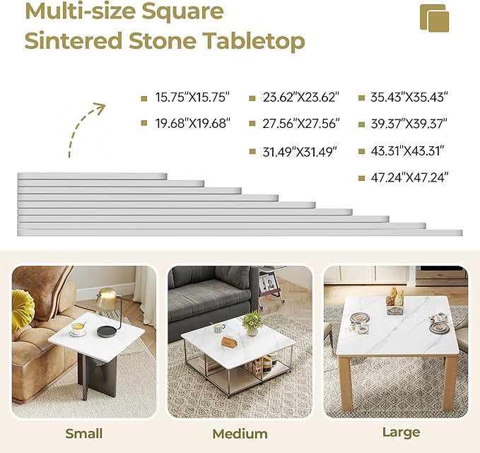 47.2" Square Table Top - White | Heat & Scratch Resistant Durable Tabletop for Dining, Indoor/Outdoor, Pub & Home Office - All-Weather Use