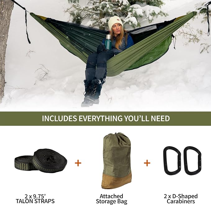 Eclipse Heated Hammock - 3 Heat Zones | 9 Hours of Heat | with Battery and Charger | Pine