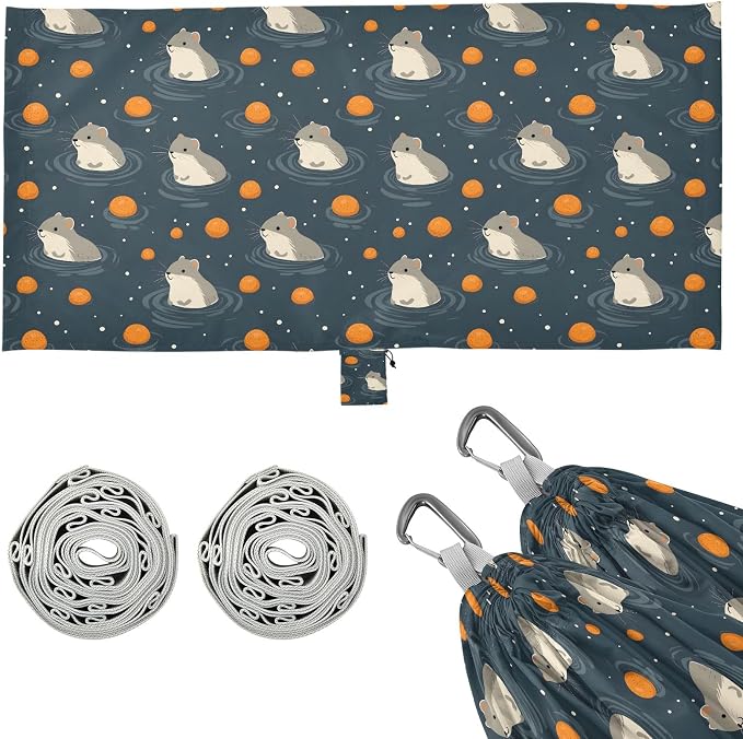 Camping Hammock Outdoor Hammocks for Outside Hamsters Oranges Beach Trees Portable Lightweight with Pockets Tree Straps Indoor Small