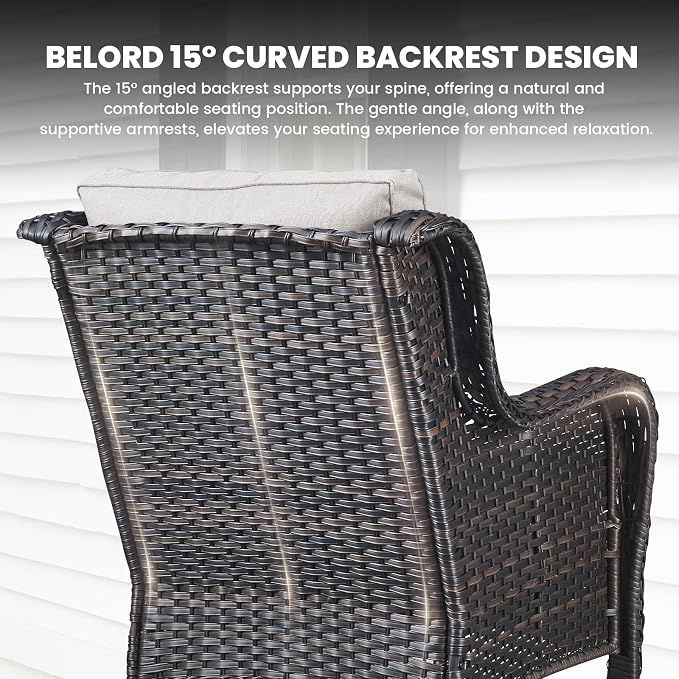 Belord Outdoor Wicker Furniture 5 Pieces Patio Furniture Sofa Set Patio Wicker Chairs with Ottomans Conversation Set for Porch Garden Deck Balcony Poolside