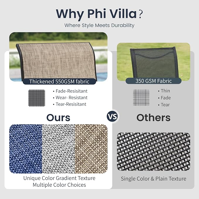 PHI VILLA Patio Dining Set for 4, Round Table & Swivel Mesh Chairs, Brown | 42'' Metal slat table with umbrella hole, E-coating metal frame & Textilene chairs, All-weather design for outdoor, deck