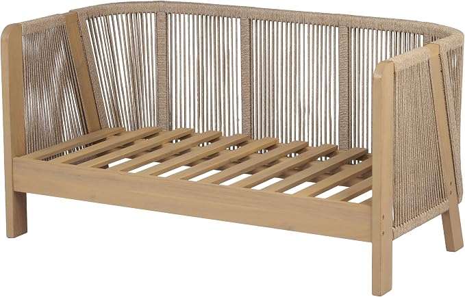 Christopher Knight Home Dalba 4-Seater Patio Furniture Set with Removable Cushion, 5 Piece Outdoor Acacia Wood Conversation Set, Wooden Outdoor Sectional Sofa Set, Beige+Light Teak