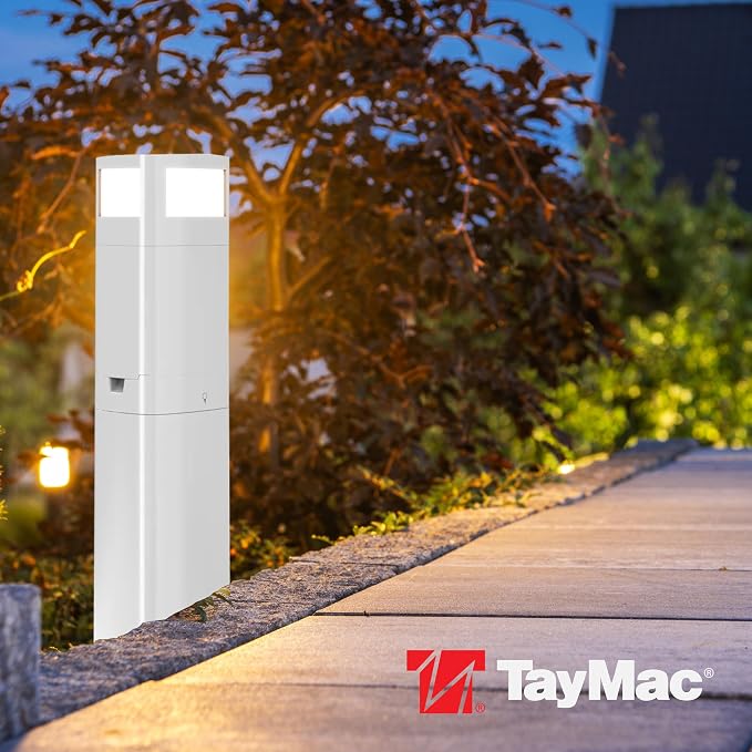 TayMac White Area Light Slide Cover PPALW for ParkPost Outdoor Power Enclosure (Required), 1000-Lumen 2700K Polycarbonate Post Cap Light for Garden Decor, Seamless LED Lighting Accessory
