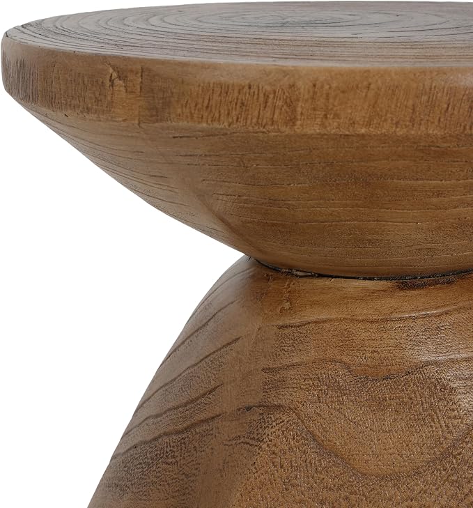 Christopher Knight Home Yone MGO Outdoor Side Table with Wood Grain Finish, Lightweight Concrete Accent Table for Indoor/Outdoor Usage, Small End Table with Waterdrop-Shaped Base, No Assembly, Wood