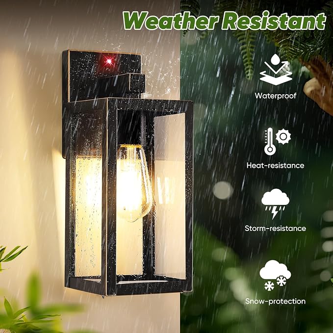 13" Upgraded Motion Sensor Outdoor Wall Light Fixture, Bronze | Auto ON/OFF, 3 Lighting Modes, Waterproof, Rust-Resistant, Durable Metal & Clear Glass, Standard E26 Sockets, Easy to Install