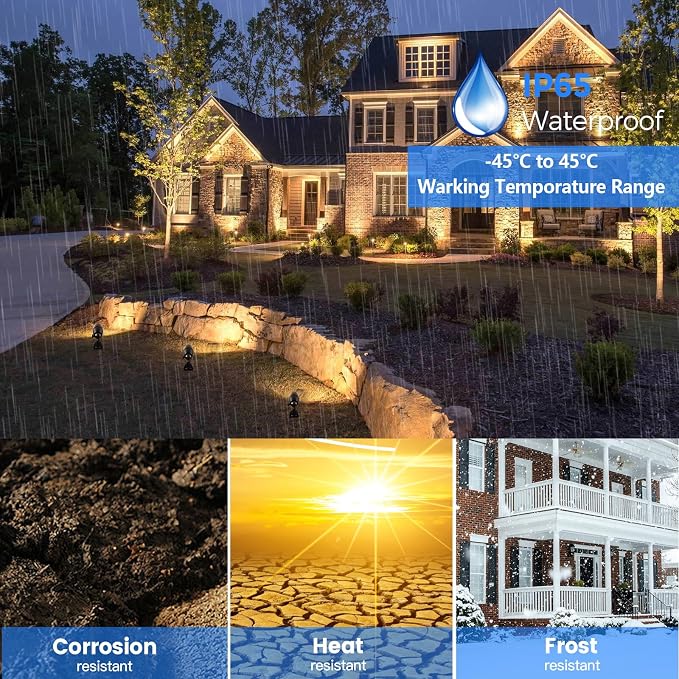 Solid Brass Outdoor Landscape Spotlights, 12V Heavy Duty Low Voltage LED Landscape Lights Waterproof for Garden Uplighting, Classic Bronze Accent Lighting Fixture Without MR16 Bulb, 4 Pack