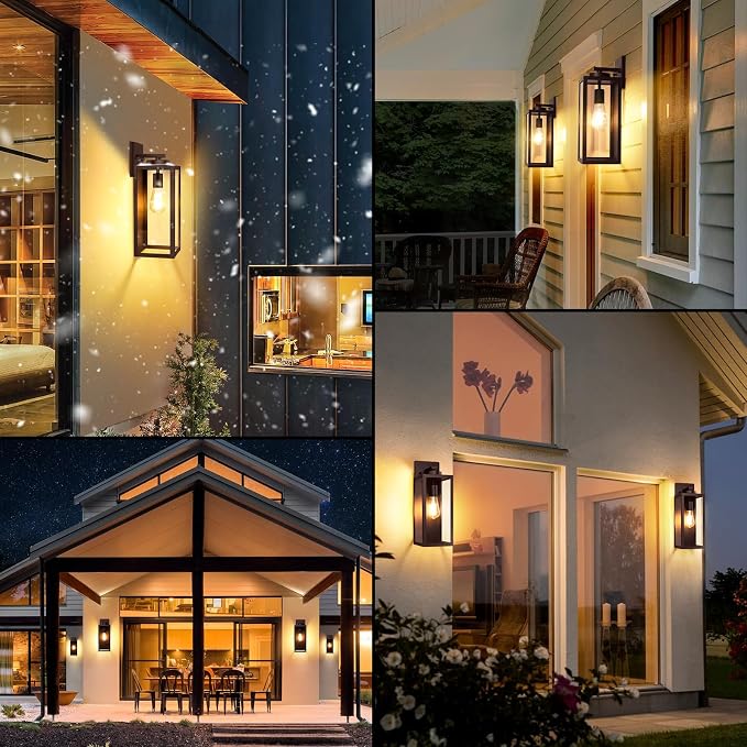BesLowe 15” Large Outdoor Wall Light Fixture, Exterior Porch Sconce, Brown | Waterproof, Rust-Resistant, Durable Metal with Clear Glass, Standard E26 Socket, Easy to Install