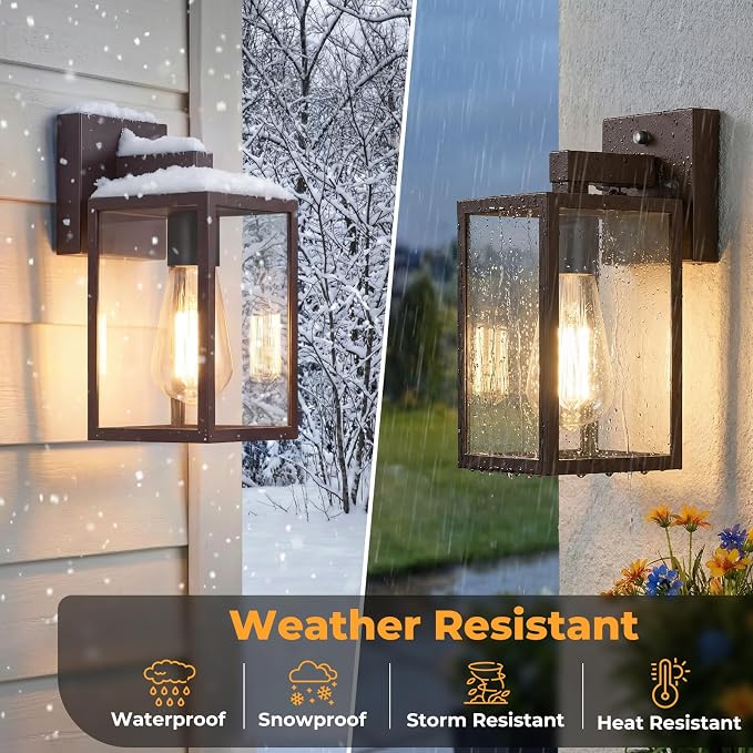1-Pack Dusk to Dawn Outdoor Wall Sconce, Dark Chocolate | Waterproof Wall Mount Lantern, Exterior Porch Wall Light, Weatherproof, Wide Outdoor Use, Doorway Garage Yard