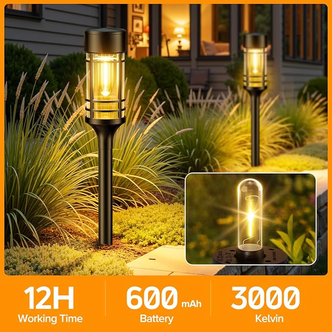 LETMY Solar Pathway Lights Outdoor, 4 Pack Solar Lights Outdoor Waterproof IP65, Bright Garden Light for Yard Walkway Driveway Landscape Garden Decor