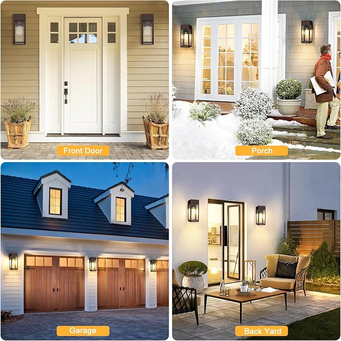 Porch Lights Outdoor Wall Sconce, Outdoor Light with GFCI Outlet, Waterproof Exterior Wall Lantern Light Fixtures, Anti-Rust Wall Lamp for Patio Doorway Garage- Bronze, 1 Pack
