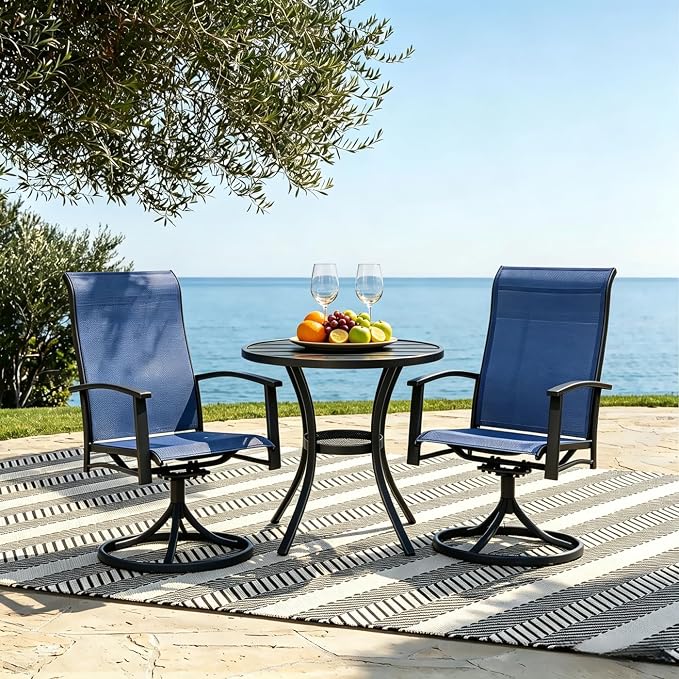 Outdoor Swivel Rocker Dining Chair Set of 8, All Weather Patio Dining Chair with Textilene High Back and Metal Frame, Backyard, Lawn Garden and Deck Porch Patio Furniture Set