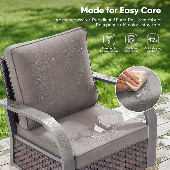 Belord Luxury Patio Furniture (Grey, 2 PCS - Swivel Glider)