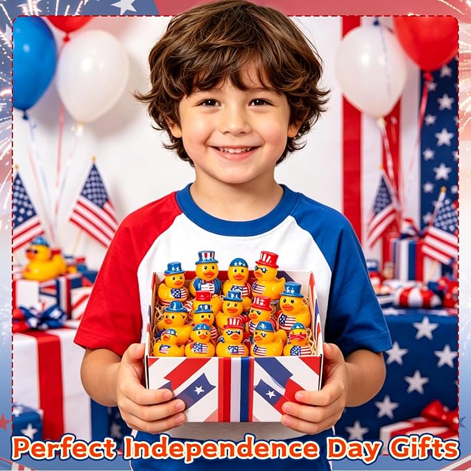 200 Pcs Patriotic Mini Resin Ducks 6 Style Bulk Tiny Duck Figurines 250th Anniversary Independence Day Decorations 4th of July Patriotic Ducks for Party Favors DIY Crafts and Desk Decor