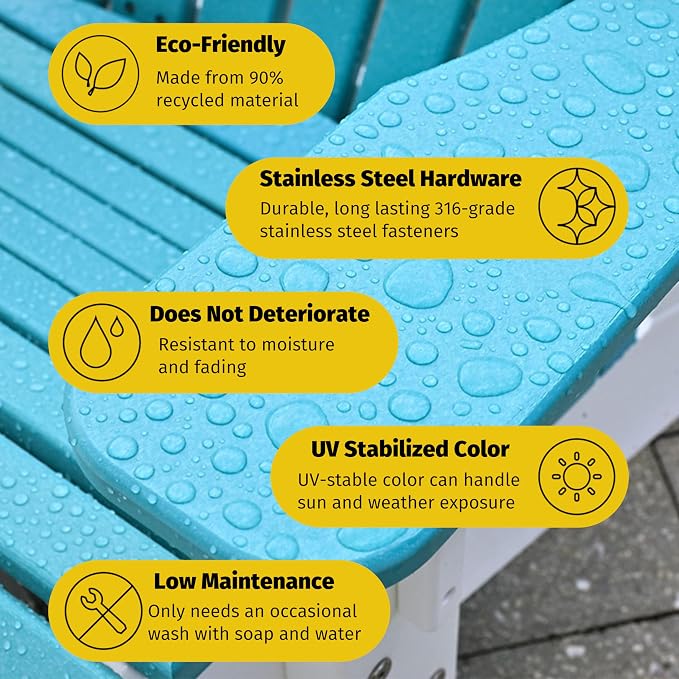 LuxCraft Poly Outdoor Coffee Table, Oval Patio Table with Shelf, Weather Resistant Low Tables for Adirondack Chairs & Outdoor Seating - Amish Made in USA (Black)