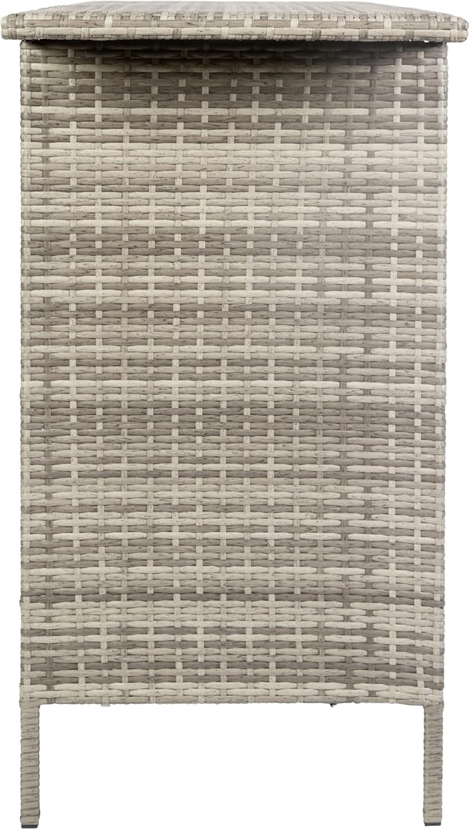 Flash Furniture Marco Indoor/Outdoor Patio Bar Counter Table, All-Weather Wicker Rattan Pattern, 2 Shelves, Gray