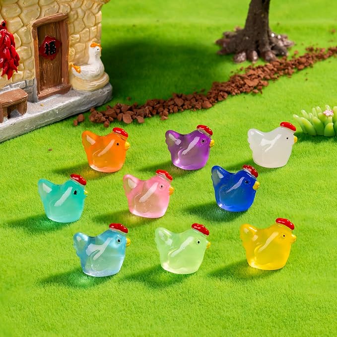 90 Pcs Mini Resin Hen Figurine Bulk Mini Hen Figurine Cake Decorations Cute Miniature Resin Sculpture Ornament Micro Landscape Office Garden Desk Party Tabletop Decor