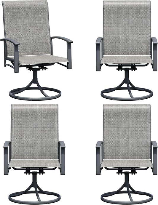 Outdoor Swivel Rocker Dining Chair Set of 4, All Weather Patio Dining Chair with Textilene High Back and Metal Frame, Backyard, Lawn Garden and Deck Porch Patio Furniture Set