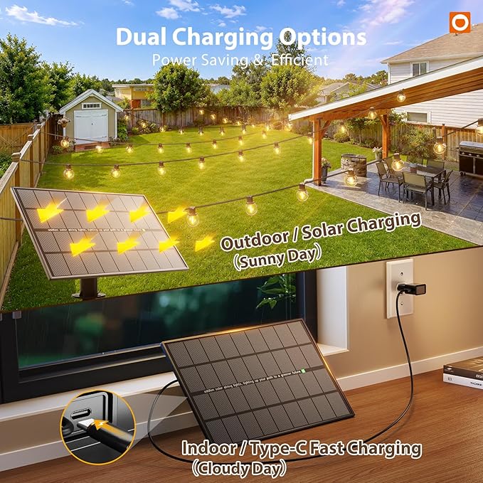 addlon 198FT Solar String Lights Outdoor, with 104 Waterproof LED Bulbs | Dimmable, Remote, 3 Modes, Shatterproof, Spaced 2FT, Easy Install, Ideal for Large Backyard, Garden, Wedding, Party, Camping