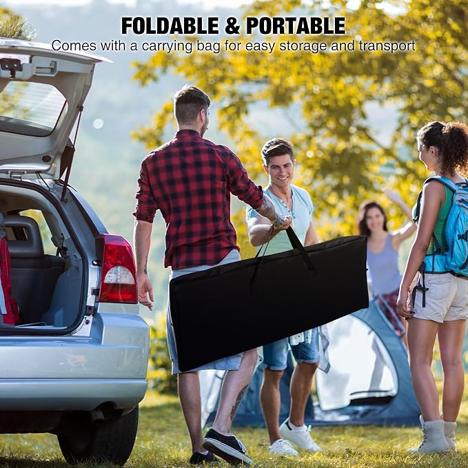 REDCAMP Portable Double Bar Table with Multi-Color LED Lights, Pop Up Folding Mobile Bar Bartender Station Podium Table for Events, Party, Camping, Tradeshow, Exhibition, Easy Setup, Black,43"x33"x15"