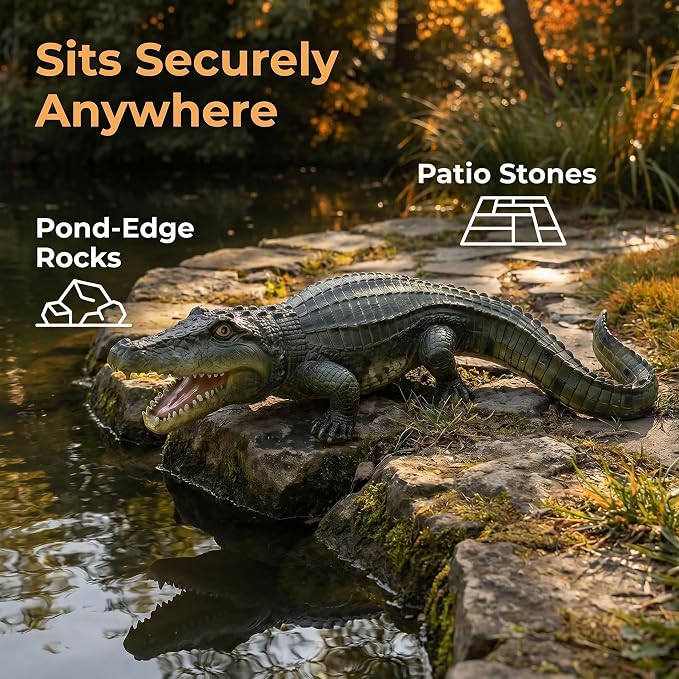 Outdoor Alligator Animal Statue, 23.23 Inch, Green Crocodile | Realistic Crocodile Resin, Garden Statue, For Pond Edge, Lawn, Patio & Backyard