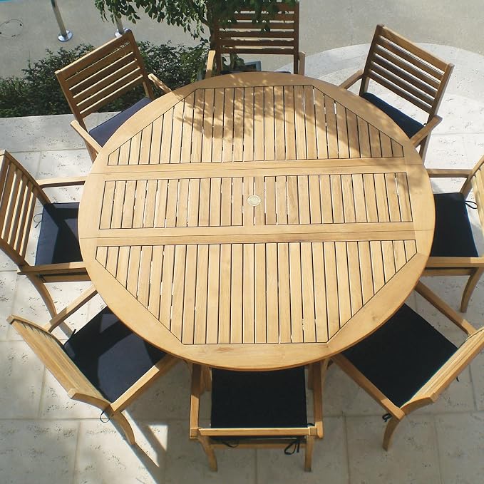 Royal Teak Collection DLT6 Round Drop Leaf Teak Table, 72-Inch