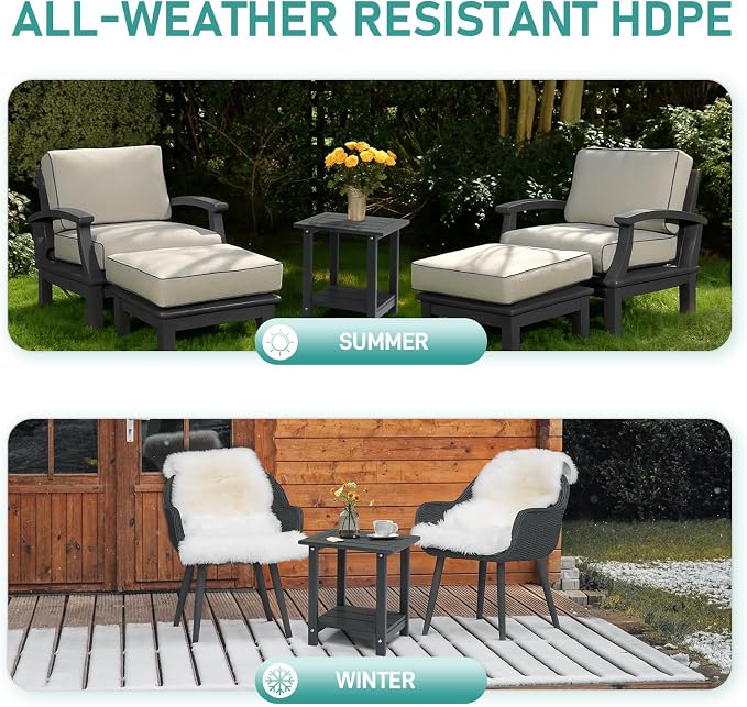 Adirondack Outdoor Side Table, 2-Tier Patio End Table, Small Outdoor Table Adirondack Side Tables