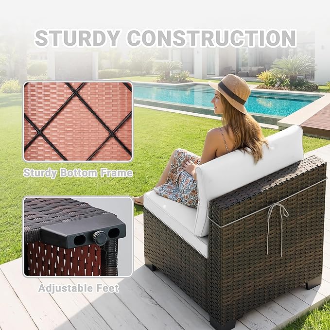 LAFWLL 7 Pieces Outdoor Patio Furniture Sets,Rattan Conversation Sectional Set,Manual Weaving Wicker Patio Sofa with Tea Table