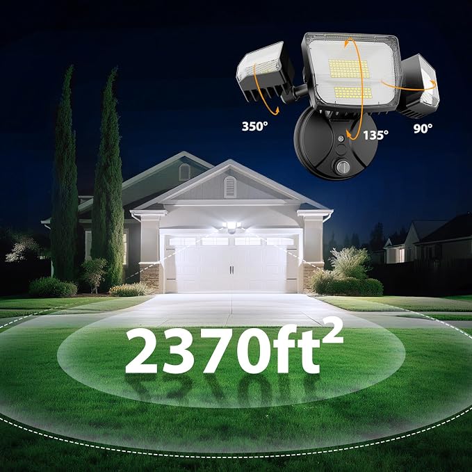Onforu 90W Dusk to Dawn Outdoor Lighting,10000lm Flood Lights Outdoor,IP66 Waterproof Black LED Security Light with Photocell,6500k Daylight 4 Adjustable Heads Exterior Light Fixture for Yard,Garden