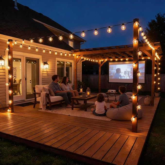 RTTY 120 FT Outdoor String Lights Waterproof, Patio Light 62 LED Bulbs | Dimmable Shatterproof Globe Light G40 Bulbs, Hanging Outside Lighting for Backyard, Market, Deck, Balcony, Cafe, Bistro