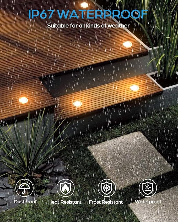 HIBOITEC 30 Packs Low Voltage Deck Lights Recessed Kit with Transformer Dimmable Timer and Photocell Sensor Outdoor LED Deck Lighting IP67 Waterproof 2700K for Garden Yard Stair Patio Floor Decoration