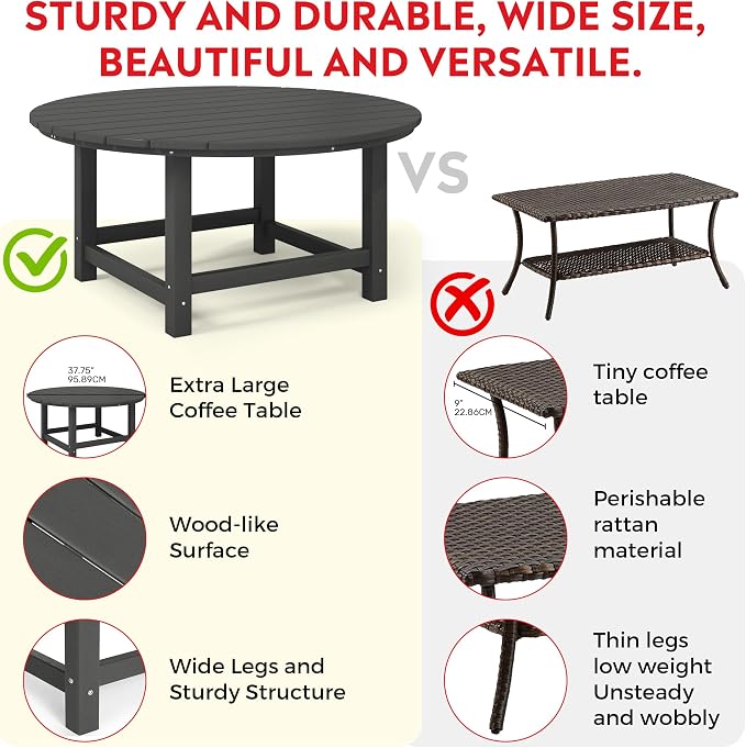 Costaelm Kids Dinner Table, Toddler Play Desk Student Desk Outdoor Childrens Picnic Tables for Children Arts & Crafts, Snack Time, Multi-Activity Table for Ages 2-8 in Home/Outside, Gray