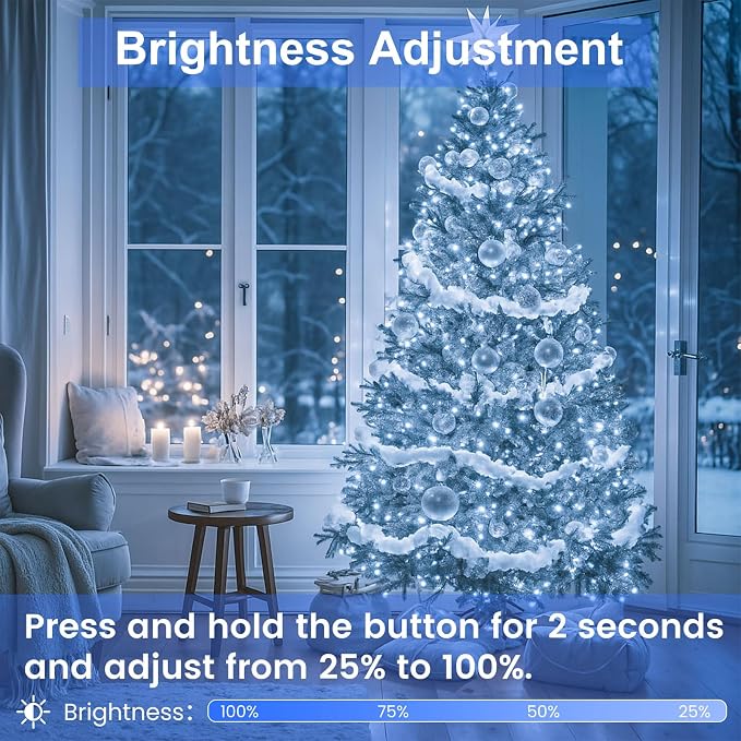 300 LED String Lights, 99FT Extra-Long Christmas Lights Outdoor Indoor | Cool White, 13 Modes, Timer, Clear Wire Waterproof Twinkle Fairy Lights Plug in for Bedroom Classroom Patio Xmas Tree Decor