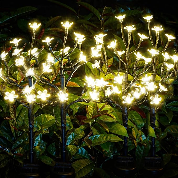 6 Pack Solar Lights Outdoor Waterproof, Garden Lights Solar Flowers | 2 Modes 120LED, Fairy Garden Decor for Outside, Yard, Patio, Pathway, Lawn Decorations, Gardening Gifts for Women Mom
