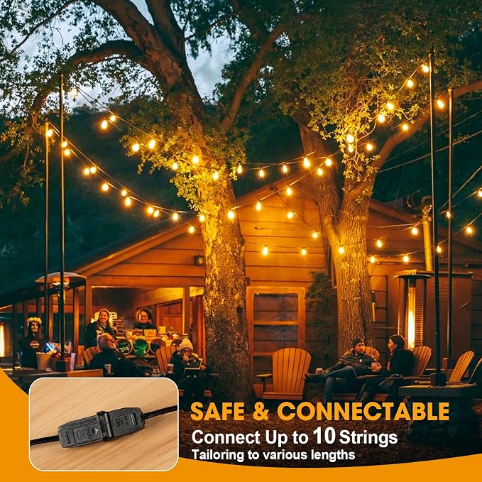 GvvooHome 50FT LED Outdoor String Lights with 25 Shatterproof Edison Bulbs (1 Spare), Dimmable Hanging Outdoor Lights for Backyard, Porch, 2700K Warm White