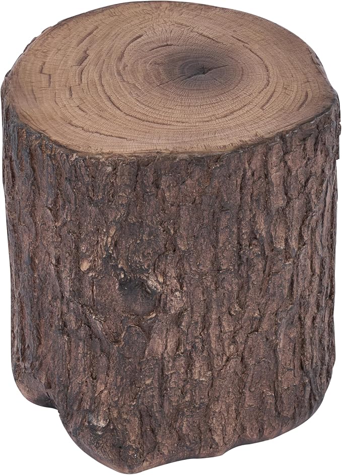 Christopher Knight Home Lomlyn Outdoor Tree Stump Side Table, Lightweight Concrete End Table, Accent Table with Natural Wood Form, Decorative Small Coffee Desk for Living Room Patio Balcony, Brown