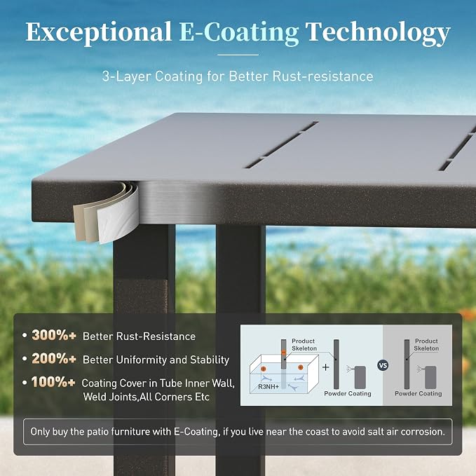 Patio Dining Set 5 Piece, 4 x Woven Rattan Swivel Chairs with Waterproof Cushion, 34.2" Square Metal Dining Table with Umbrella Hole, Outdoor Table and Chairs Set for Backyard Lawn and Deck, Beige