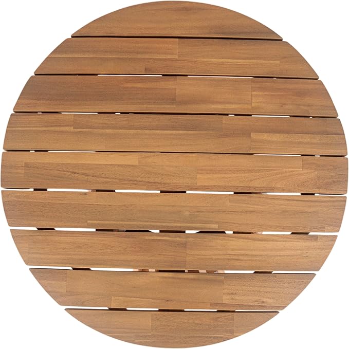 Christopher Knight Home Hakee Acacia Wood Patio Coffee Table, Round Coffee Table with Unique Wooden Base, Stylish Indoor/Outdoor Table, Easy Assembly, 31.5" x 31.5" x 16", Light Teak