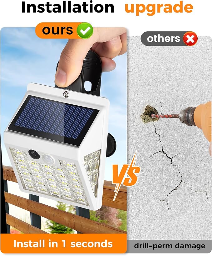 Clip On Solar Lights Outdoor,Motion Sensor Outdoor Lights, 72LEDs 600LM Clip on Solar Fence Lights Outdoor Waterproof LED,Solar Lights for Wall Fence,Deck, Gutter,Camping (2, White)