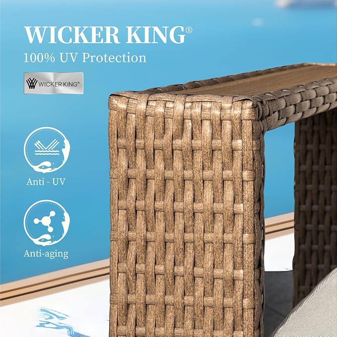 SUNSHINE VALLEY Patio Furniture Set, Outdoor Sectional Yellow Rattan Wicker Sofa with 10''Ultra-Thick Cushions, All Weather Conversation Set, 6 Seats Lawn Garden Backyard Furniture