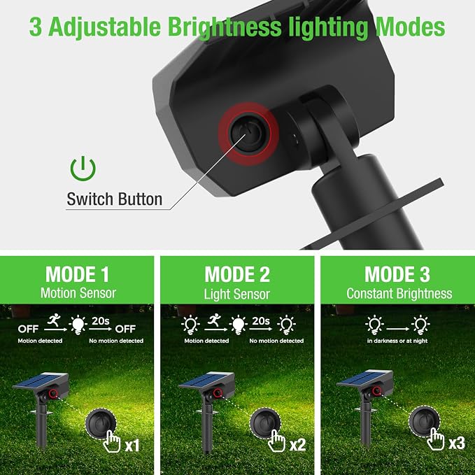 nipify Solar Lights Outdoor Waterproof, Motion Sensor Spot Landscape Light | 8 Pack/3 Modes/56 LED, Cool White, Waterproof, Solar Powered, Landscaping, Lighting for Outside Pathway Yard Garden Walkway