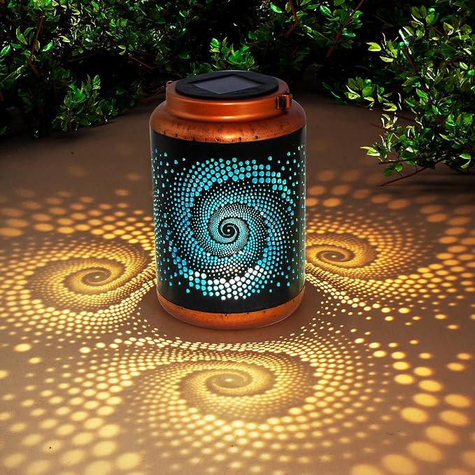 DIBIEECN Birthday Gifts for Women Mom Grandma Wife, Solar Lanterns Outdoor Waterproof, Metal Hanging Lights Garden Decor, LED Decorative Lantern for Patio Porch Backyard, Blue, 1 Pack