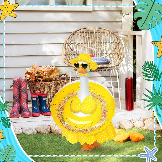 JcHrmers Summer Goose Outfit 23 Inch Porch Goose Bikini Clothes with Swimsuit Swim Ring Hat Sunglasses
