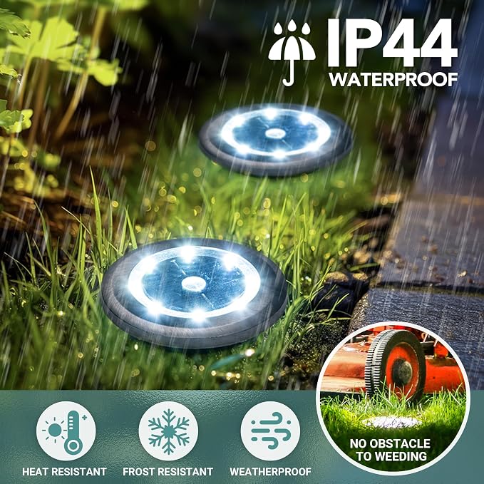 SOLPEX 20 Pack Small Solar Ground Lights, Pathway Lights Cool White | Stainless Steel Solar Powered Walkway Lights Waterproof, Landscape Lighting for Driveway, Garden, Backyard, Patio
